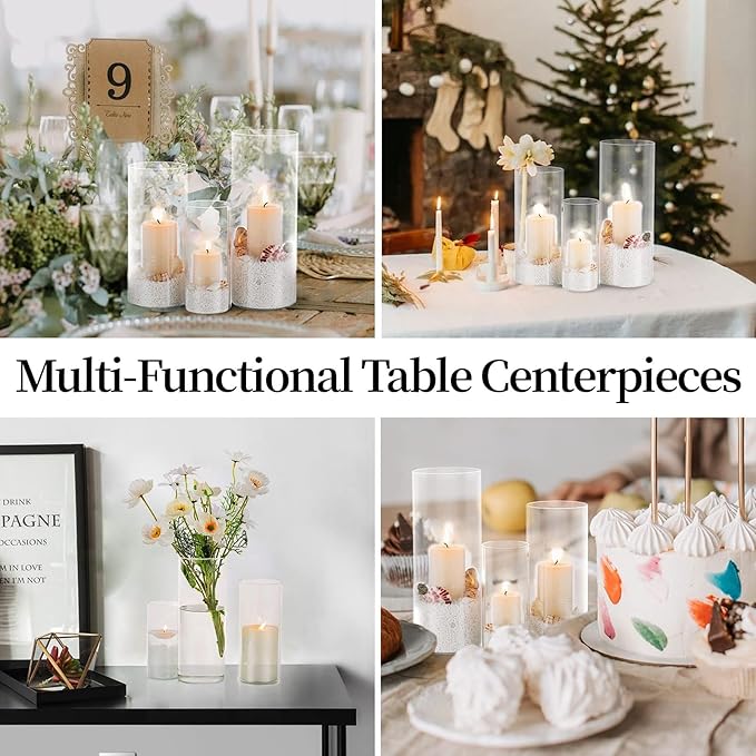 Cylinder Glass Vase Set of 30, Cylinder Vases for Centerpieces Bulk, Modern Clear Hurricane Candle Holders for Pillar Candles, Wedding Flower Vases for Floating Candle Table Decorations