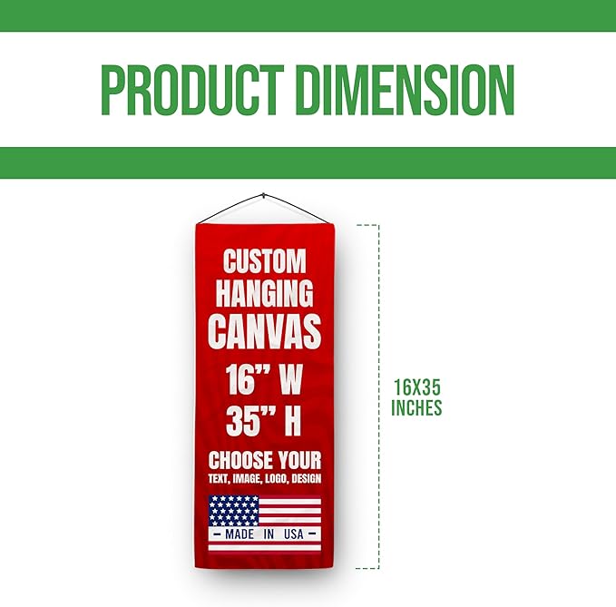 Custom Hanging Canvas Wall Art (16”x35”) by BCB Print | Personalized Picture Banner | Ready to Hang Vertical Home Decor | HD Print Bedroom & Living Room Wall Art | Express Dispatch/Ship | Made in USA