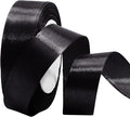 Luomorgo 1 Inch Black Satin Ribbon, 25 Yards Solid Color Ribbon, Fabric Ribbon for Gift Wrapping, Flower Bouquet, DIY Craft, Sewing, Wedding, Birthday Party Decorations