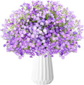 Babys Breath Artificial Flowers, 24Pcs Fake Baby Breath Flowers Artificial Bulk Faux Gypsophila Real Touch Flowers for Outdoors Wedding DIY Bouquet Arrangement Party Home Garden Decor, Purple