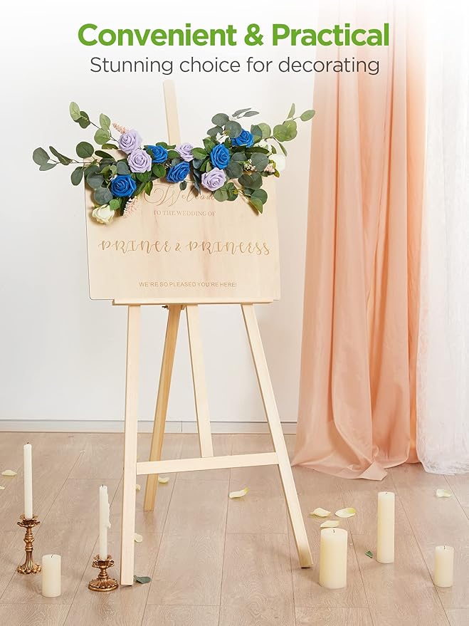 InnoGear Artificial Flowers, 50 Pcs Royal Blue Foam Fake Roses Bulk with Stems for Decoration Celebration DIY Wedding Bouquets Centerpieces Bridal Shower Party Christmas Tree