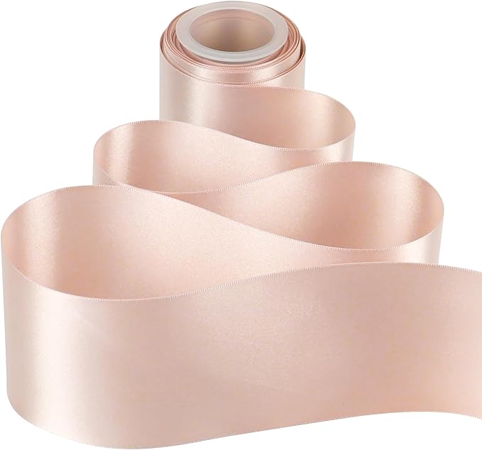 MEEDEE Rose Gold Satin 3 Inch Ribbon Lux Double Faced Satin Ribbon Christmas by 10 Yards Tree Ribbons Rose Gold Ribbons for Christmas Tree, Weddings, Flower Bouquet