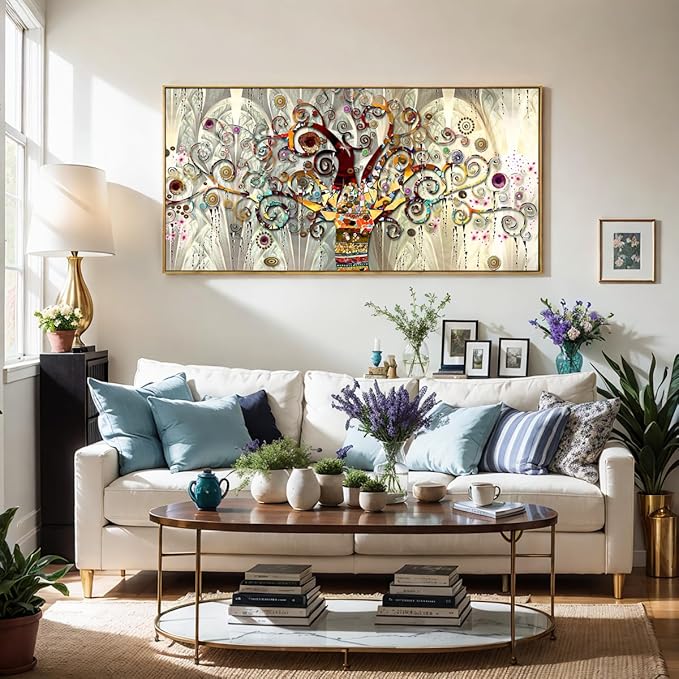 Wall Art Abstract Art Paintings Tree of Life Posters Prints Landscape Picture Colorful Modern Canvas Painting for Living Room Bedroom Office Large Decor 30"x60" with Framed