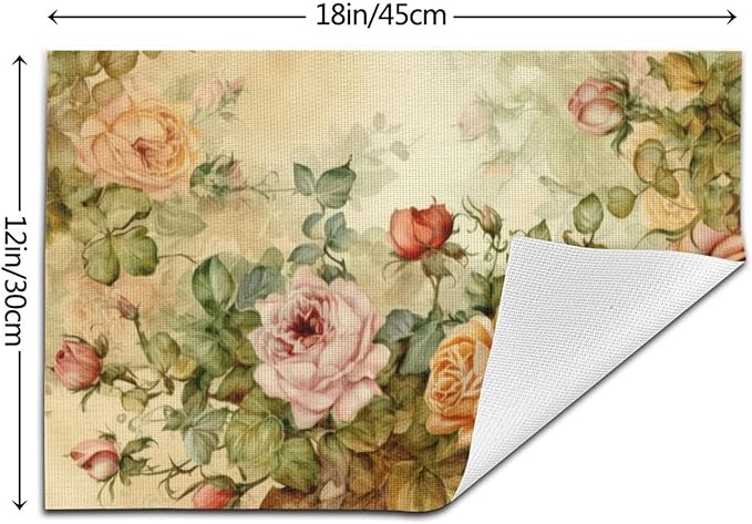 Placemats Set of 4 PVC Woven Place Mats Heat Resistant Easy to Clean for Indoor Outdoor Party Kitchen Dining Table Decoration 12"x18"