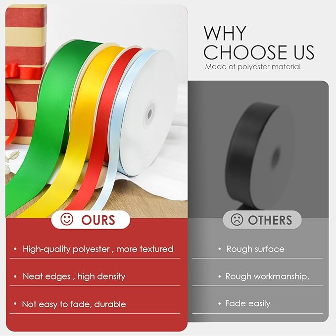 100 Yards 1-1/2 inch Satin Ribbon, Fabric Ribbon Solid Color Perfect for Gift Wrapping, Wedding, Handmade Bows, Floral Bouquets and Party Decoration(red)