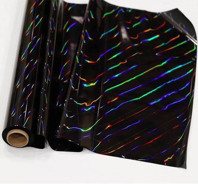 CMFYHM Iridescent Black Cellophane Wrap Roll I 34 In Wide X 100 Ft Long I Colorful Cello Perfect For Baskets,Gifts, Treats,Birthday Holiday Wedding Floral, Party Arts Crafts Decoration (Black)
