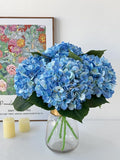 YalzoneMet 4Pcs Blue Silk Hydrangea Artificial Flower Lifelike Big Blooms 20'' Long Stem Faux Hydrangea Flower Bouquets for Home Party Indoor Baby Shower Outdoor Wedding Table Centerpiece Decor