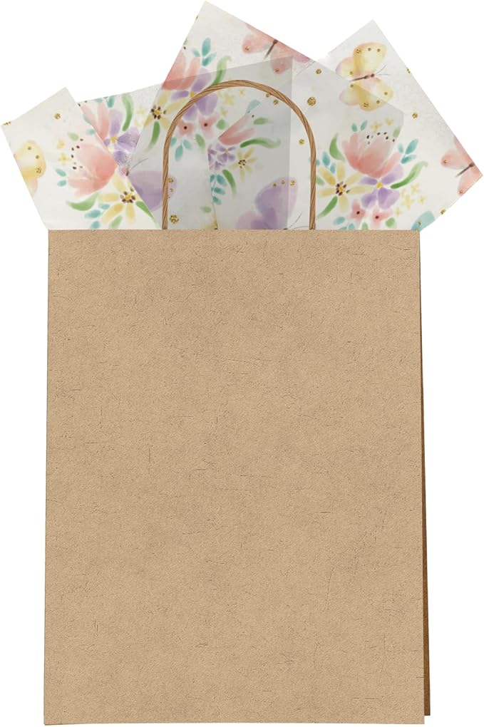 Pro Supply Global Butterflies Printed Tissue Paper for Gift Bags or Boxes and Wrapping - Spring Floral Bulk Decorative Art Tissue Paper for Packaging and Gifting | 24 Sheets 20" x 30"