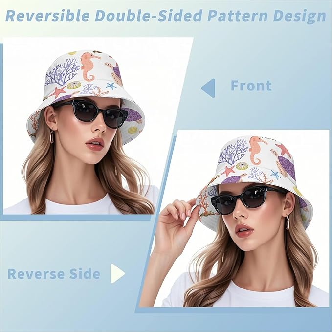 Wildflowers Floral Bucket Hat for Men Women, Summer Vacation Outdoor Travel Reversible Double Side Beach Caps Fisherman Hat