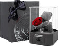 JoyFlower Cute Teddy Bear with Preserved Rose, Eternal Real Rose in Bear with Acrylic Box, Romantic Gift for Girlfriend Wife Her in Valentine's Day, Birthday, Christmas, Weddings, Anniversaries
