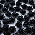 200pcs Acrylic Rose Flower Beads Candy Color Flat Back Spacer Beads Loose Pastel Colorful Decor for DIY Crafts Jewelry Making Bracelet Necklace Earrings(Black)