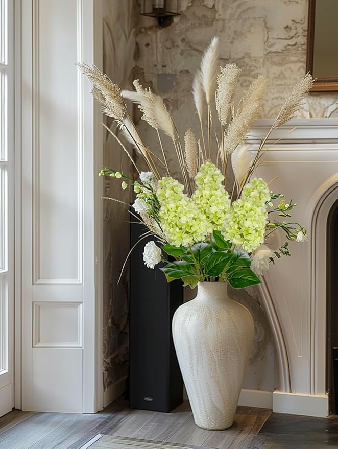3PCS Fake Flowers Hydrangea Artificial Flowers 28" Long Stem Green Faux Flowers for Vase, Real Touch Silk Flowers Décor for Floral Arrangement Home Farmhouse Office Hotel Decoration
