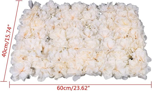 16"x 24" Artificial Flower Wall Panels, Silk Flower Panels for Outdoor Garden Backyard Fence Privacy Screen and Indoor Wall Decor (6Pcs Champagne)