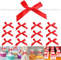 100 Pieces Red Bow Twist Ties for Bags, Satin Twist Tie Bows for Cake Pops, Twist Bows for Treats, Pre Tied Bows for Gifts Wrapping, Ribbon Bows, Pretied Bows Ties for Christmas Gift Wrap Bows