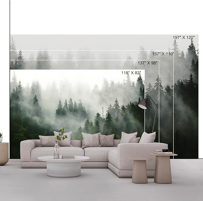 Forest Wall Murals Peel and Stick Forest murals Removable Waterproof Large Wallpaper for Living Room Bedroom (Color-3, 137×98 inch)