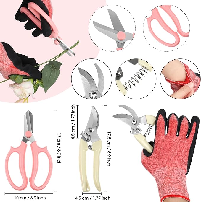 WILLBOND 121 Pcs Floral Arrangement Tool Kit Rose Thorn Remover Pruner Trimmer Gloves 22/26 Gauge Paddle Tie Stem Pearl Corsage Pin Pruning Shears, Florist Garden Tool Gift Kit for Women(Bright Color)