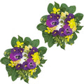 WELL KNOWN 2 Pcs Mini Spring Floral Candle Rings Wreaths for Pillars Home Table Window Decor, 9 Inches Artificial Flower Cabinet Wreath for Kitchen Farmhouse Wedding Party (Purple Morning Glory)