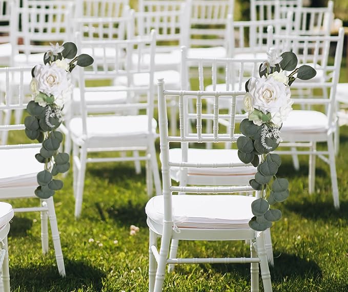 Silk Roses - 16pcs White Large Fake Roses - Wedding Bouquet, Home Decorations