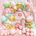 Christmas Decorations Balloons Arch Kit, Pastel Pink Green White Gold Balloons with Star Peppermint Candy Cane Foil Balloon for Christmas Xmas Gingerbread Nutcracker Baby Shower Birthday Party Decor