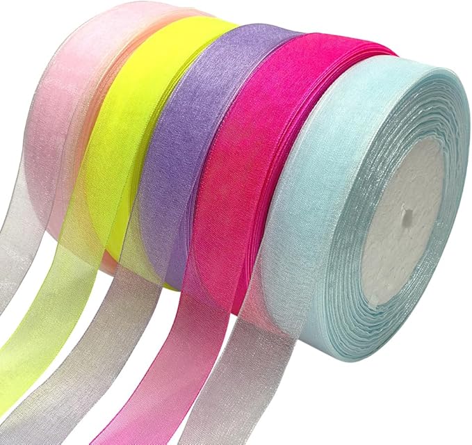 Chenkou Craft Solid Organza Ribbon 1/2" 1 Roll 50 Yards Christmas Red Craft Bow Party Decoration Packing Ribbons (Red, 1/2"(12mm))