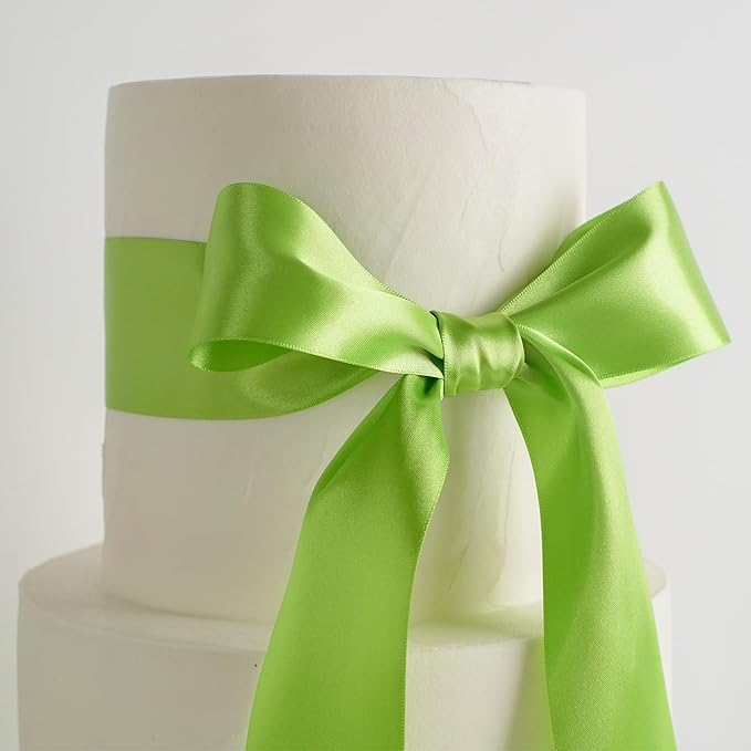 MEEDEE Lime Satin Ribbon 2 inch Lime Ribbon Double Faced Satin Ribbon by 25 Yards Lime Green Ribbon for Christmas Tree, Wreaths, Crafts, Satin Weddings, Flower Bouquet, Holiday Decorating