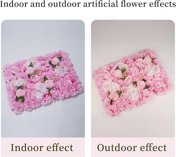 6PCS Artificial Flower Wall Panel - 16 x 24 inch 3D Flower Wall Backdrop Decoration Pink Roses Wall for Home Party Wedding Anniversary Birthday Photo Arrangement