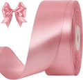 1-1/2 Inches 50 Yards Rosy Mauve Satin Ribbon, Solid Fabric Ribbon Roll for Flower Bouquets, Gift Wrapping, Wedding, Handmade Crafts