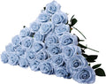 30 pcs Artificial Rose Flower Ice Blue Rose Flower with Long Stem Silk Roses Bouquet for Wedding Bridal Shower Party Home Decoration