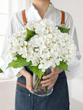 Hydrangea Artificial Flowers, 4Pcs 20" Ivory White Lifelike Latex Silk Real Touch Faux Hydrangea Flowers, Artificial Hydrangeas Bouquet for Wedding Centerpieces Tables Party Home
