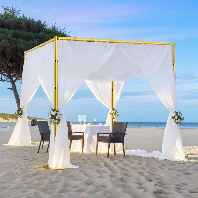 EMART 10ft Square Backdrop Stand Heavy Duty, Pipe and Drape Photo Background Support Kit, Adjustable Metal Frame with Flat Base for Wedding Birthday Party Decorations-Gold