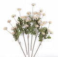 mizii 6Pcs Beige Fake Silk Pompon Mum Artificial Flowers Bulk Small Faux Chrysanthemums with Stems Realistic Floral Decorations for Wedding DIY Bouquet Centerpieces Shower Vase Home Decor (Beige)