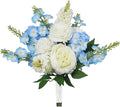 Rinlong 1Pc Baby Blue Bridesmaids Bridal Bouquet Artificial Delphinium Wedding Bouquets for Bride Bridesmaid Silk Bouquet for Wedding Prom