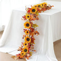 Mizii Artificial Sunflower Garland 6FT Fake Silk Sunflowers Flower Garland Autumn Hanging Vines Decorations for Kitchen Table Centerpieces Room Wall Party Wedding Birthday Fall Decor (Orange)