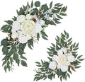 Wedding Arch Flowers Set of 2, Artificial Wisteria & Greenery Garland for Wedding Ceremony Backdrop, Wedding Floral Arrangement for Arch, Photo Booth & Reception Decor (White)