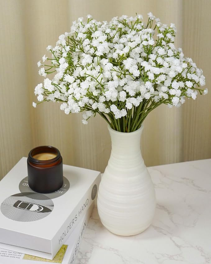 Babys Breath Artificial Flowers Bulk, 36Pcs Fake Baby Breath Flowers Artificial 11inch White Faux Gypsophila Real Touch Flowers for Wedding DIY Bouquet Arrangement Party Home Garden Decoration