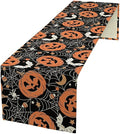 Bat Table Runner,Halloween Pumpkin Spider Web Table Runner for Home Kitchen Table Dining Garden Farmhouse Wedding Party Decor 13x120 Inch