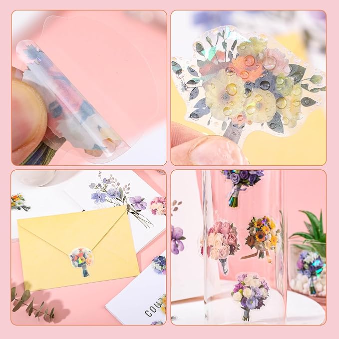 90 Pieces Natural Scrapbooking Stickers, Self-Adhesive Bouquet Stickers for Scrapbooking Supplies Journal for DIY Craft, Planners, Journal, Notebook Card