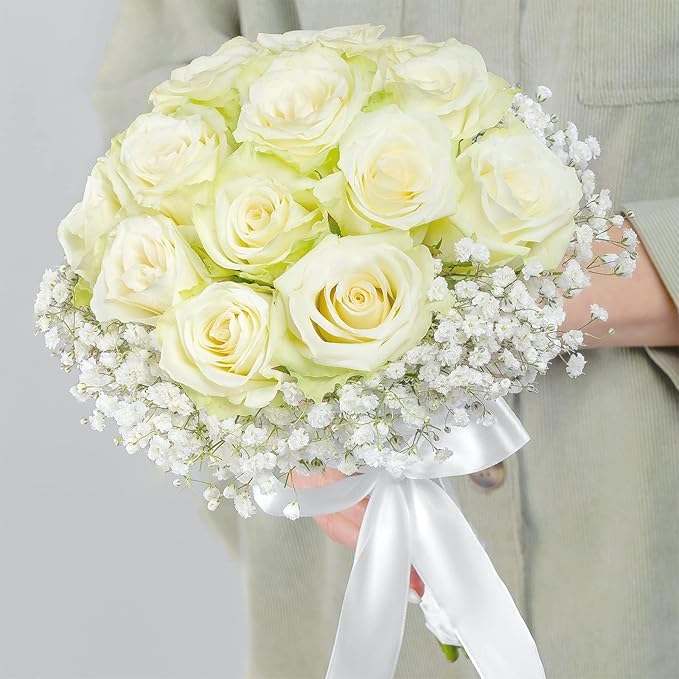 Yastouay Babys Breath Artificial Flowers, 21Pcs Fake White Babys Breath Flowers Artificial Bulk, Real Touch Faux Babies Breath Gypsophila Bouquet for Wedding Floral Arrangement Party Decor