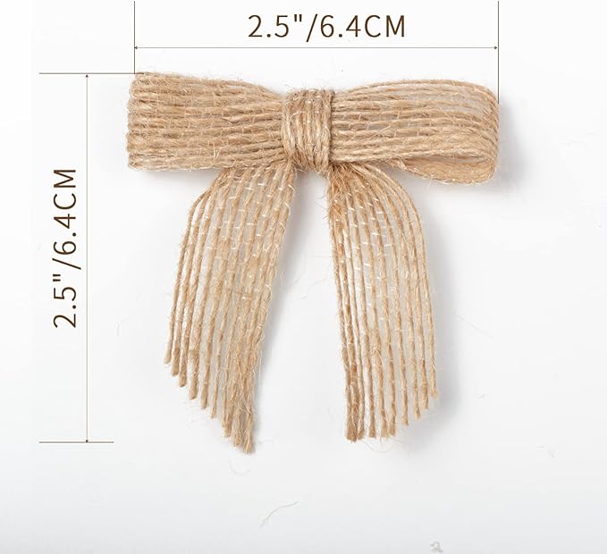 7Rainbows 30pcs Boutique 2.5" Burlap Ribbon Bows Craft Twist Tie Bows for Tying Up Packages Gift Wrapping Christmas Tree