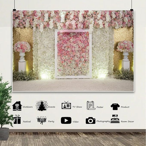 10x5ft Flower Wall Wedding Backdrop Pink White Rose Floral Romantic Princess Photography Background for Bridal Shower Birthday Newborn Spring Tea Party Outdoos Ceremony Women Girl Portrait