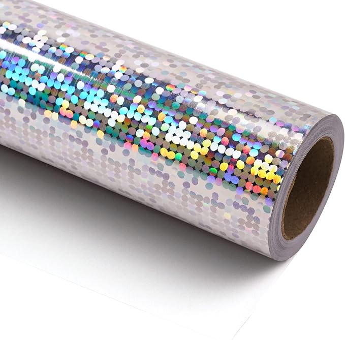 RUSPEPA Silver Dots Colorful Metallic Wrapping Paper-81.5 Sq Ft-Solid Color Paper Perfect for Party, Wedding, Birthday, Christmas, Baby Show -30Inch X 32.8Feet
