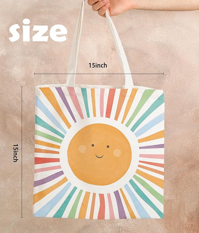 Sunshine Gifts Canvas Tote Bag for Women, Kids tote Bag,Reusable Grocery, Sunshine Gifts Shopping Bag, Birthdays Gift for Women Holiday