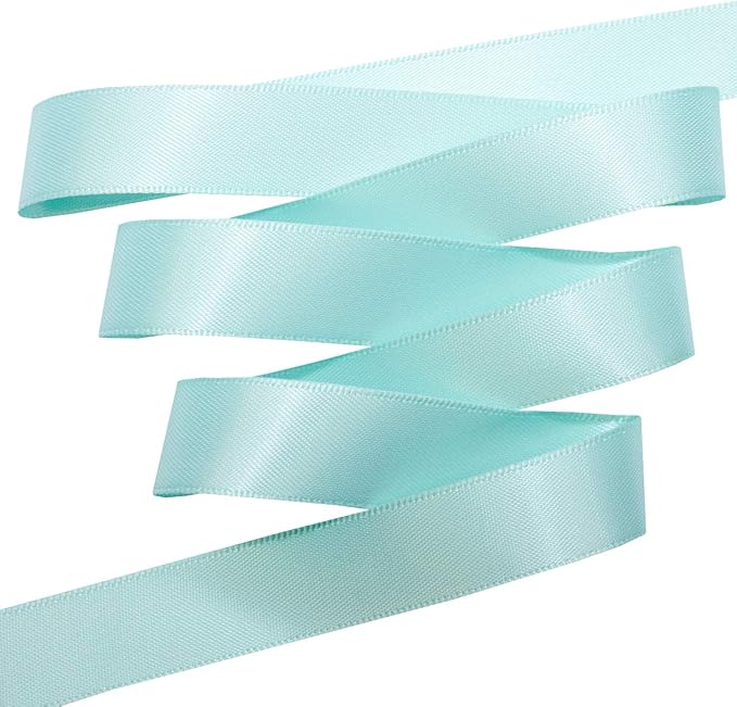 Morex Ribbon Double Face Satin Ribbon 3/8" X 50 YD Blue Mist Ribbon for Gift Wrapping, Birthday Gift Cards, Satin Dress for Women, Silk Ribbons for Crafts, Wedding Gifts for Couple