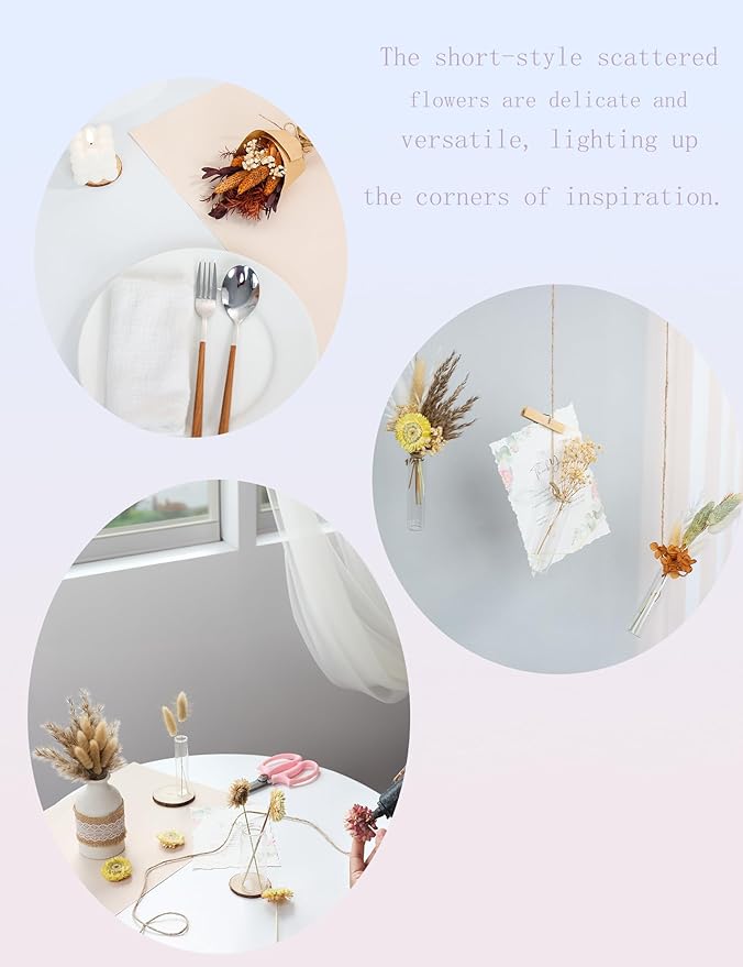 DIY Dried Flower Set, Bulk Dried Flowers,Autumn Decoration, DIY Bouquet Set, Door Hanging Wreath, Desktop Decorations Mini Dried Flowers (Orange)