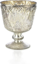 Serene Spaces Living 7" Antique Silver Glass Coupe Vase – Handmade, Vintage –Inspired Silver Vase Adds Elegance to Any Space, Use for Home Décor, Event Centerpieces and Much More, (Pack of 1)