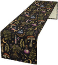 Vintage Mystical Witch Table Runner, Magic Poison Vials Rustic Forest Plants Wild Mushroom Moth Print Table Runner for Kitchen Dining Home Decor Wreath Party Decoration, 13x36inch