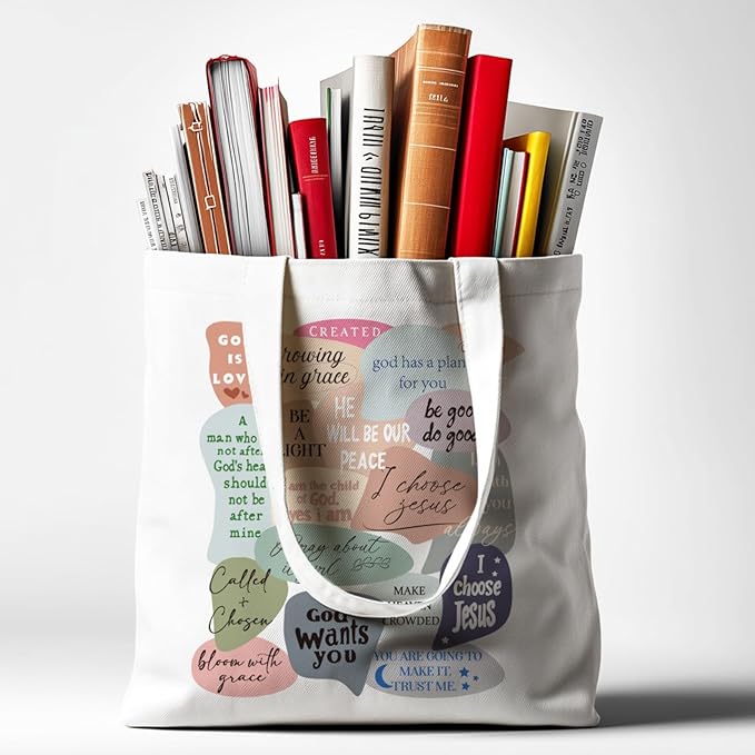 ANATTASOUL Canvas Tote Bag Encourage Quote Reusable Cotton Bag for Women, Durable Cloth Shoulder Bags with Zipper Pockets for Shopping, Vacation, Work, Gym