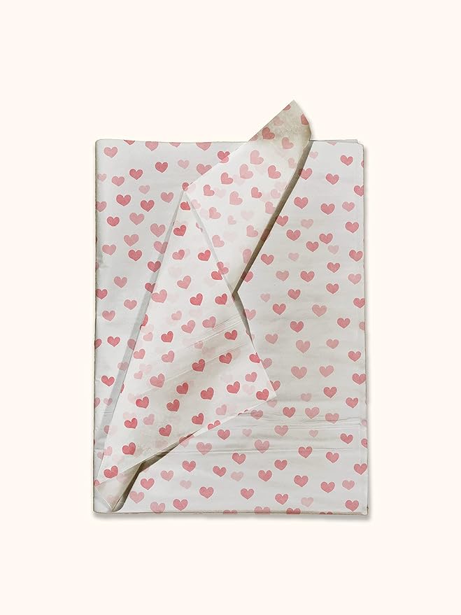 Pro Supply Global Fading Hearts Printed Tissue Paper for Valentine's Day Gift Bags or Boxes and Wrapping - Bulk Decorative Art Tissue Paper for Packaging and Gifting | 24 Sheets 20" x 30"