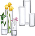 Amazing Abby - Viola Magra - Plastic Cylinder Vases (6-Piece Set), Acrylic Flower Vases for Wedding Centerpieces, Home Decorations, Office Ornaments, Shatter-Proof, 6" + 9" + 12" (H) (Not Glass)