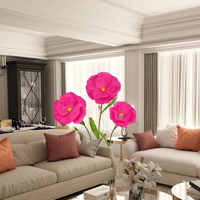 5.8 Ft Giant Artificial Flowers,Large Paper Flower,Huge Poppy Flowers Decoration for Wedding,Hotel,Office,Window Display and Home Farmhouse Decor(Red)